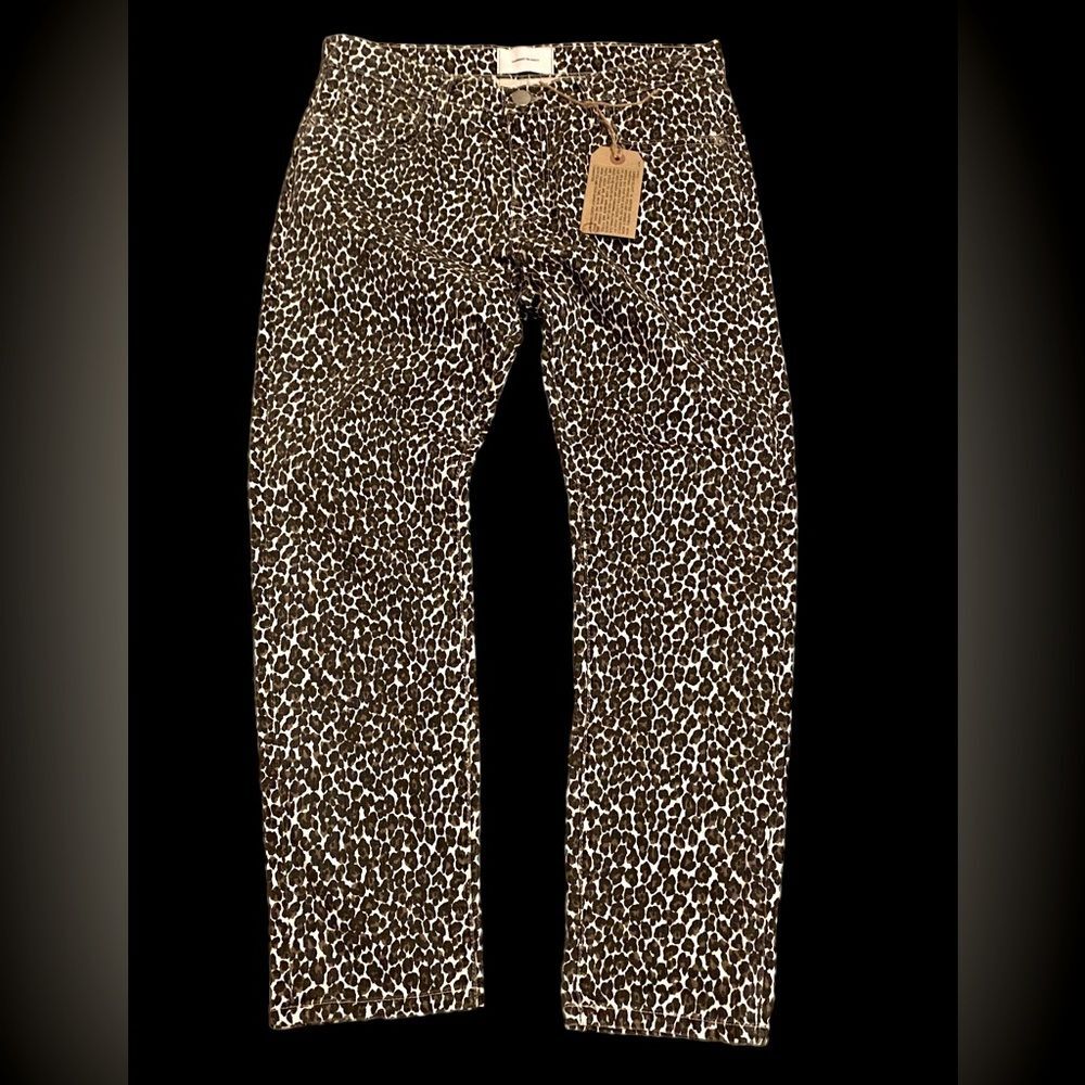Current/Elliot Fling snow leopard print skinny boyfriend crop jean NWT size 30